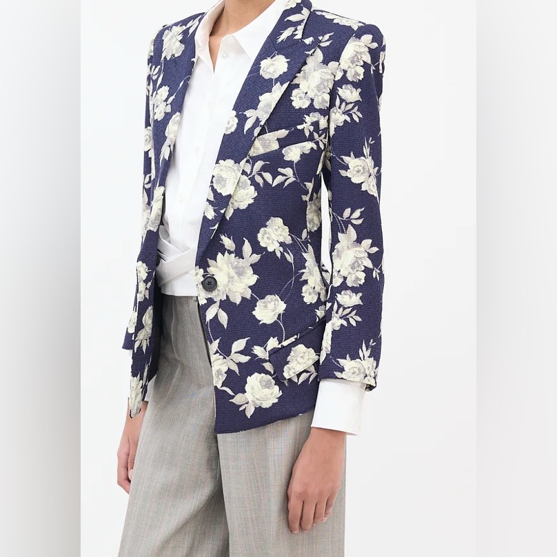 Smythe Woven Floral Bracelet Sleeve Blazer Sz 12 -Fits Small